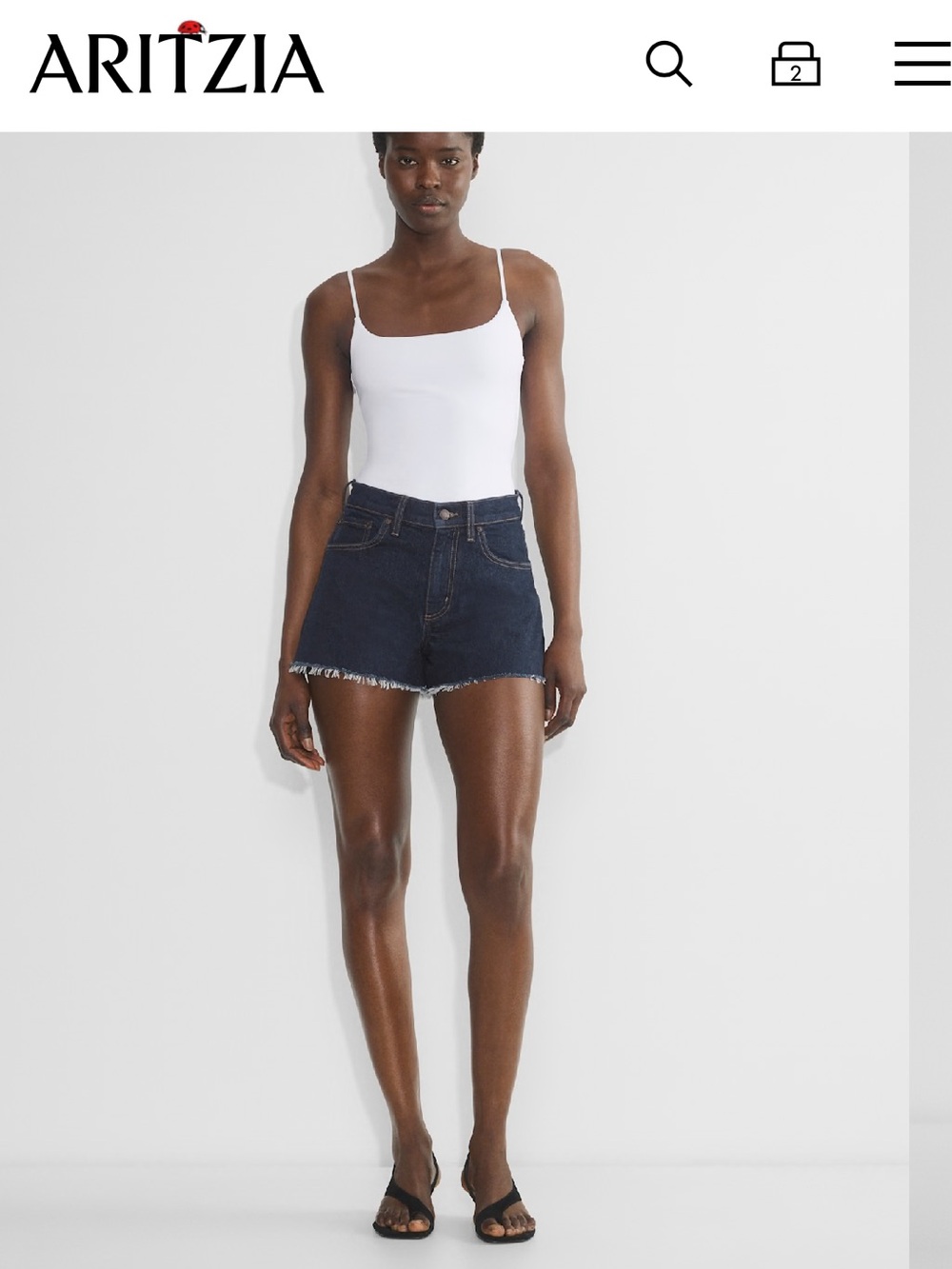 Aritzia Jodie curve-fit high rise Mini Denim Shorts